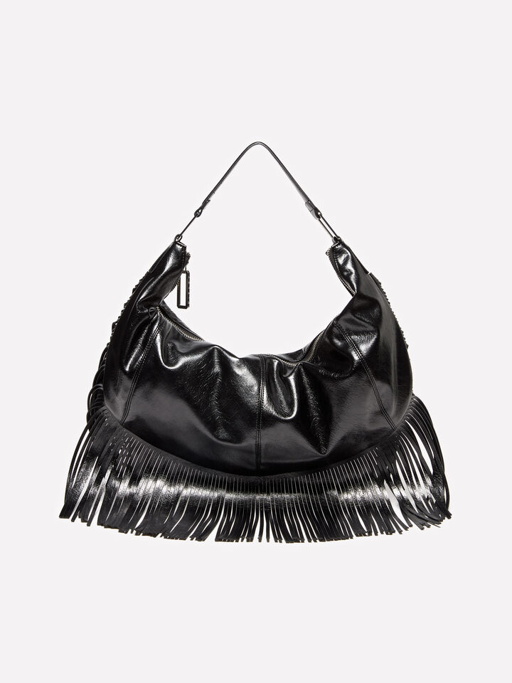 Schwarze Schultertasche mit Fransen - null - Schwarz | Sisley image number 1